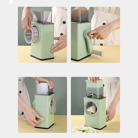 3-in-1 Rotary Food Grater | Manual Vegetable Slicer | Cheese & Nut Shredder